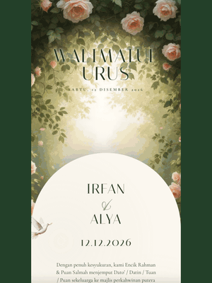 3D digital wedding card — the Taman Mawar design (Kelopak gugur)